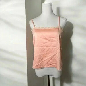Vintage  cantaloupe orange satin lace cami S fairy coquette pastel